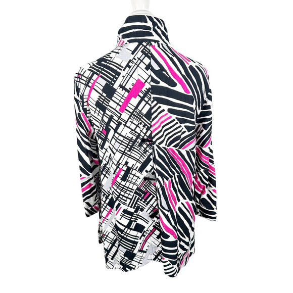 Ali Miles Abstract striped tunic top Wire Collar Artsy Chic A-Line Whimsy Size M - Picture 3 of 13